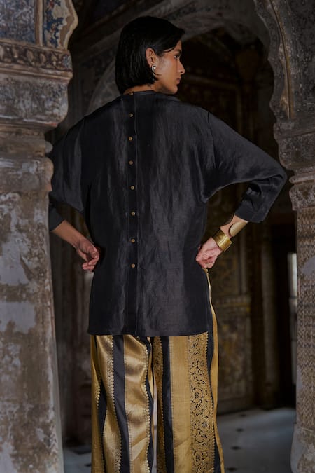 Dash And Dot Organic Viscose Shirt With Brocade Striped Pant 