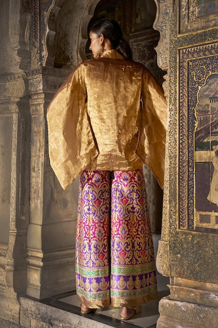 Dash And Dot Zari Silk Wide Sleeve Shirt 