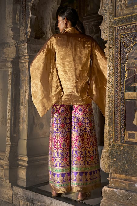 Dash And Dot Benares Silk Brocade Patterned Pant 