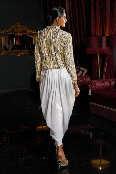 Dash And Dot Asymmetric Draped Pant 