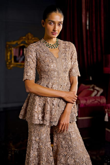 Dash And Dot Peplum Scallop Trimmed Tunic 