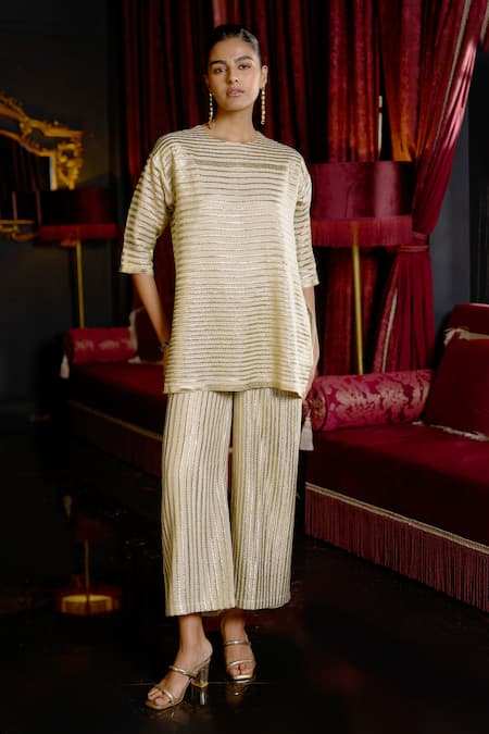 Dash And Dot Striped Top & Pant Set 