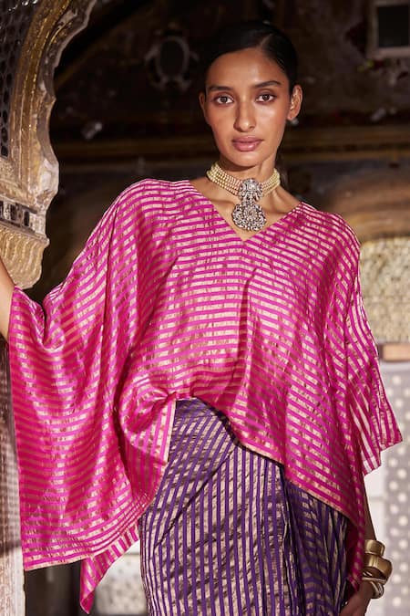 Dash And Dot Striped Kaftan Top 