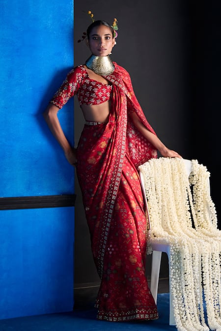 The Whole Nine Yards Forever Begins Printed Saree With Blouse 
