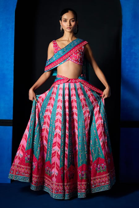 The Whole Nine Yards Dancing Palm Printed Lehenga Set 