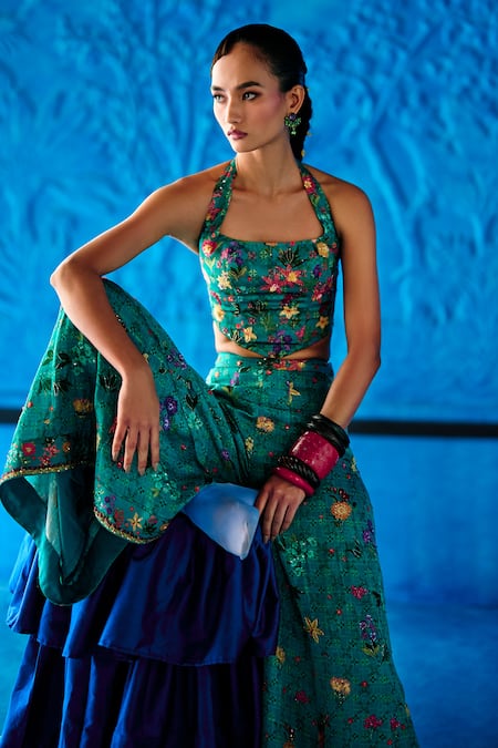 The Whole Nine Yards Her Tribe Printed Corset With Sharara 