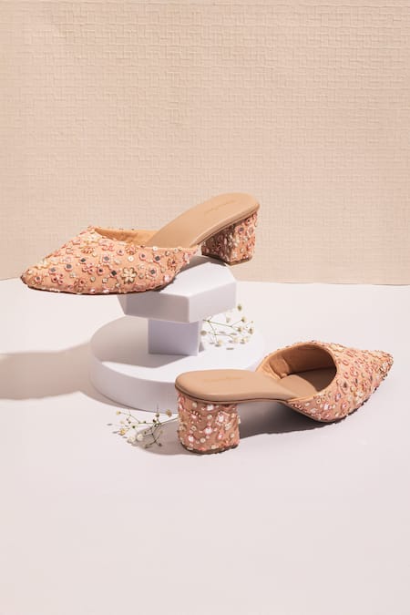 Urbansway Gulnaaz Mirror Sequin & Bead Embroidered Mules 