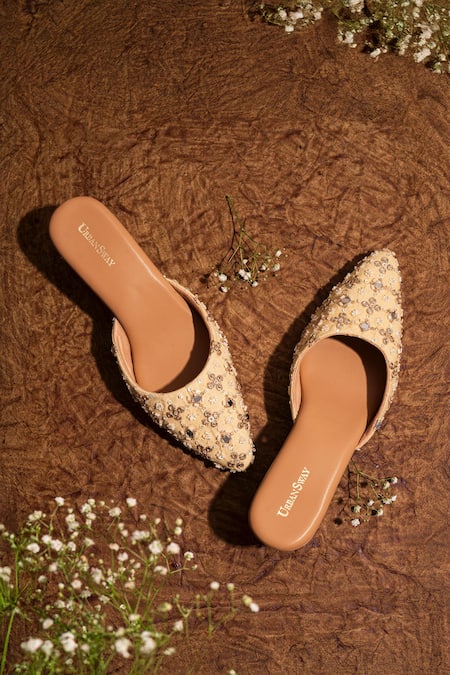 Urbansway Zariyaa Embroidered Mirror Sequin & Beadwork Mules 