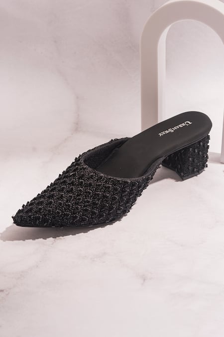 Urbansway Noor Thread & Pipe Bead Embroidered Mules 