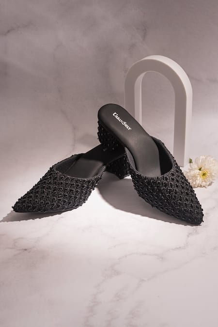 Urbansway Noor Thread & Pipe Bead Embroidered Mules 