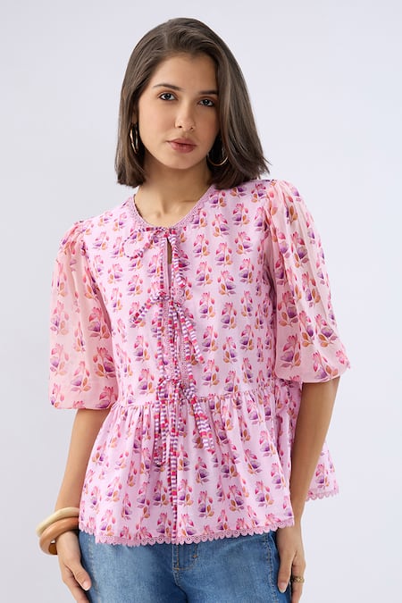 Raw & Rustic By Niti Bothra Floral Print Peplum Top 