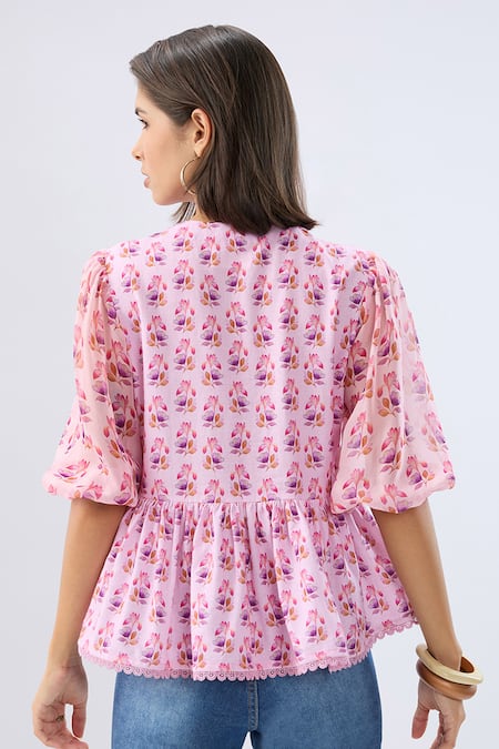 Raw & Rustic By Niti Bothra Floral Print Peplum Top 