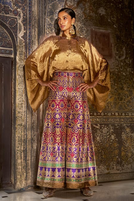 Dash And Dot Zari Silk Wide Sleeve Shirt 