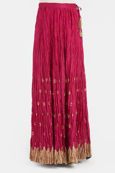 Kora Chanderi Gota Embroidered 40 Kali Lehenga 