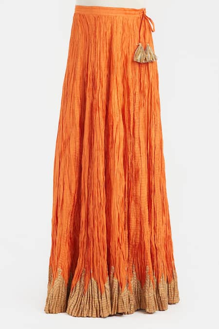 Kora Chanderi Kali Lehenga With Gota Embroidery 