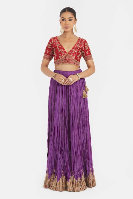 Kora Chanderi Gota Embroidered 40 Kali Lehenga 