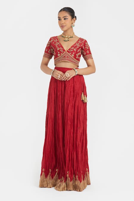 Kora Chanderi Gota Embroidered Kali Lehenga 