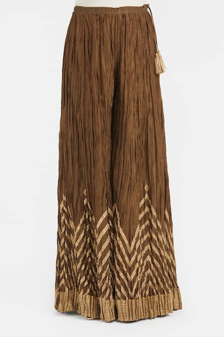 Kora Crushed Silk Chanderi Sharara With Gota Border 