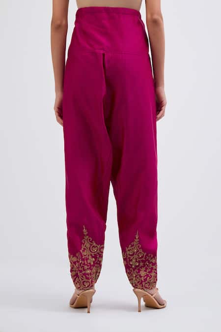 Kora Silk Chanderi Dori Embroidered Salwar 