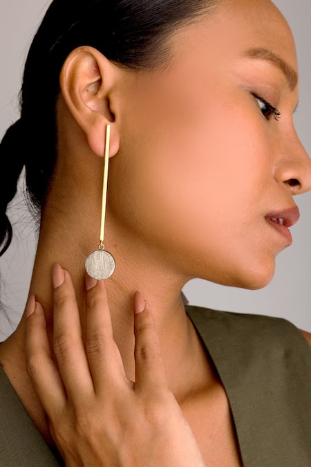 DE'Anma Gold Plated Geometric Danglers 