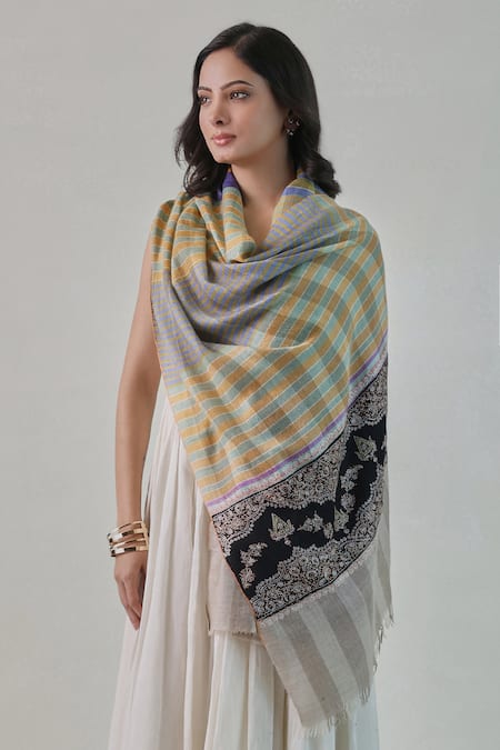 SHAZA Nusrat Handwoven Striped Pashmina Stole
