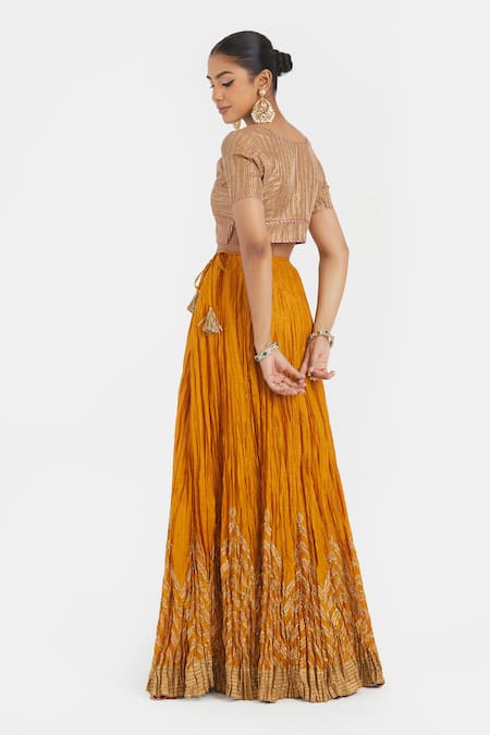 Kora Chanderi Gota Work V-Neck Blouse 