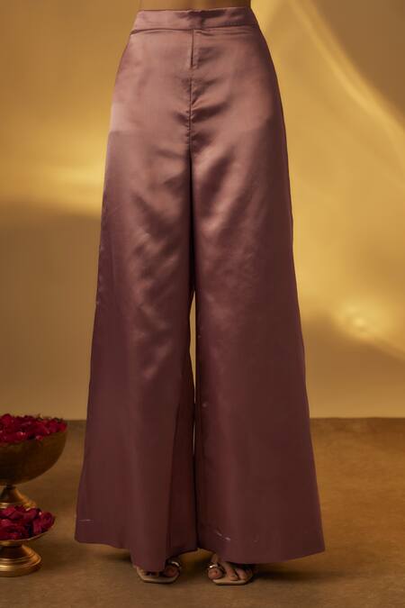 Shop_RAYASHA KHAN_Pink Silk, Organza Crystals, Sequins Round Neck Dusty Short Kurta Set _Online_at_Aza_Fashions