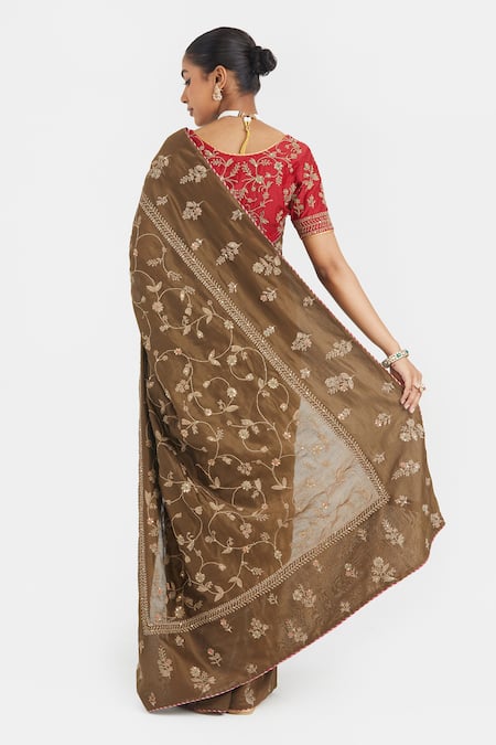 Kora Dori Embroidered Chanderi Saree & Blouse 