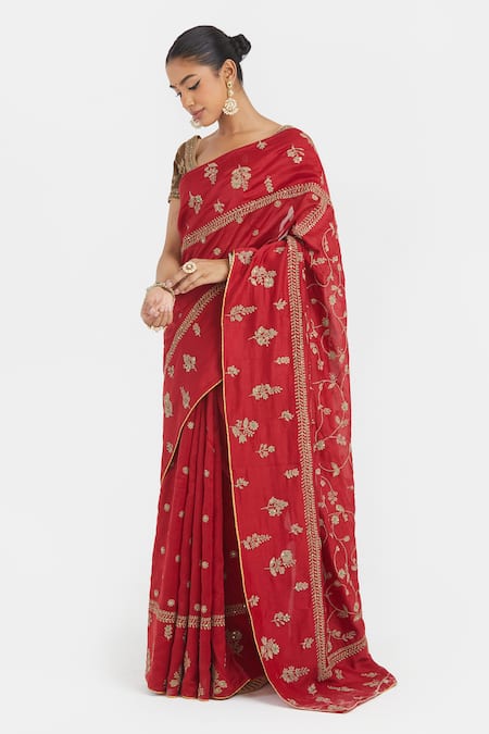 Kora Silk Chanderi Dori Embroidered Saree 