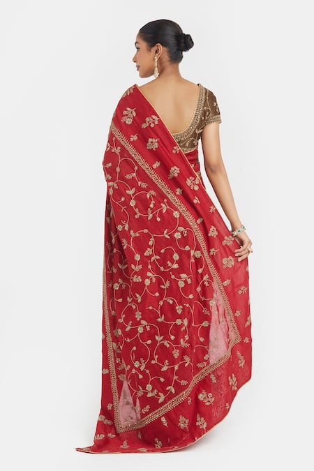 Kora Silk Chanderi Dori Embroidered Saree 