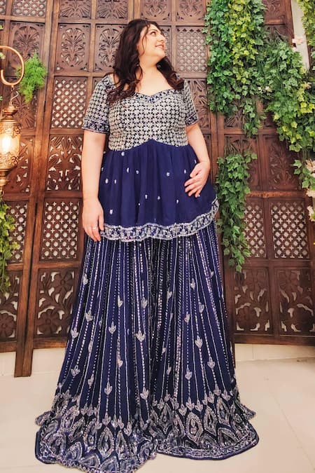 Amaltas Couture Organza Peplum Kurta Sharara Set 