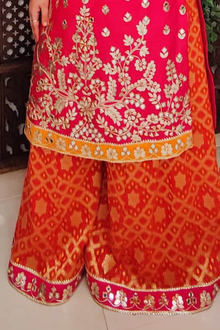 Amaltas Couture Pink Silk, Georgette, Organza Gota Patti, Mirrors, Embroidery, Work Kurta Set Online at Aza Fashions Amaltas Couture_Pink Silk, Georgette, Organza Gota Patti, Mirrors, Embroidery, Work Kurta Set _Online_at_Aza_Fashions