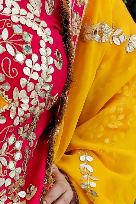 Buy Amaltas Couture Pink Silk, Georgette, Organza Gota Patti, Mirrors, Embroidery, Work Kurta Set Online at Aza Fashions Buy_Amaltas Couture_Pink Silk, Georgette, Organza Gota Patti, Mirrors, Embroidery, Work Kurta Set _Online_at_Aza_Fashions