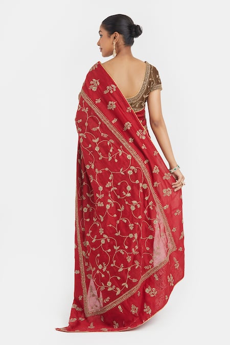 Kora Dori Embroidered Chanderi Saree & Blouse 