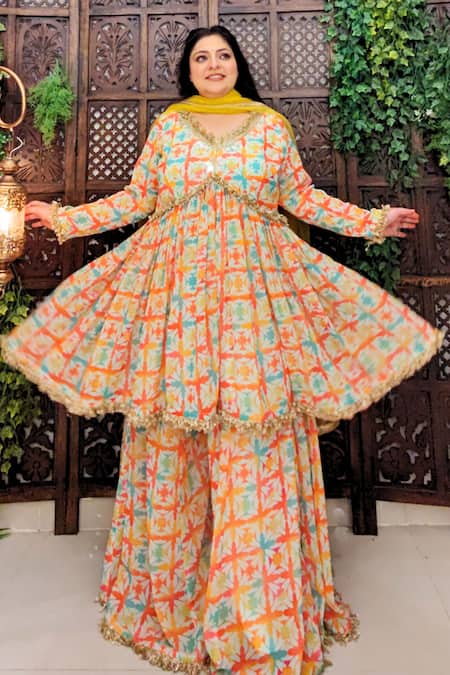 Amaltas Couture Printed Peplum Top Sharara Set 