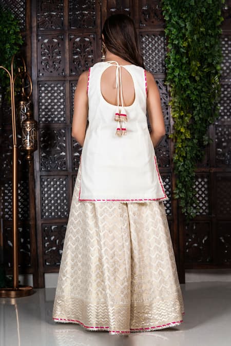 Amaltas Couture Chanderi Embroidered Kurta Sharara Set 