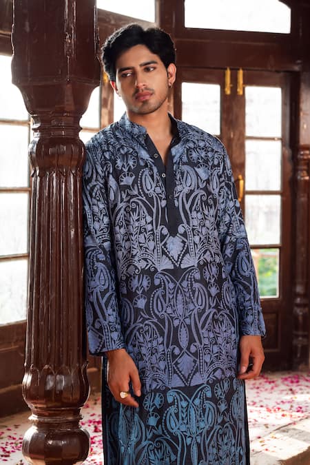 Buy_Angad Creations_Gray Viscose, Silk Embroidery Aflaak Thread Work Kurta And Pant Set 