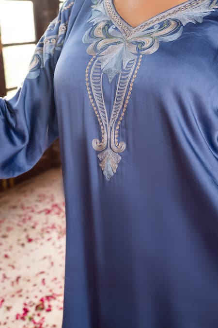 Buy_Angad Creations_Purple Cotton Satin, Organza Embroidery, Neelgun And Tilla Work Kurta Set _Online_at_Aza_Fashions