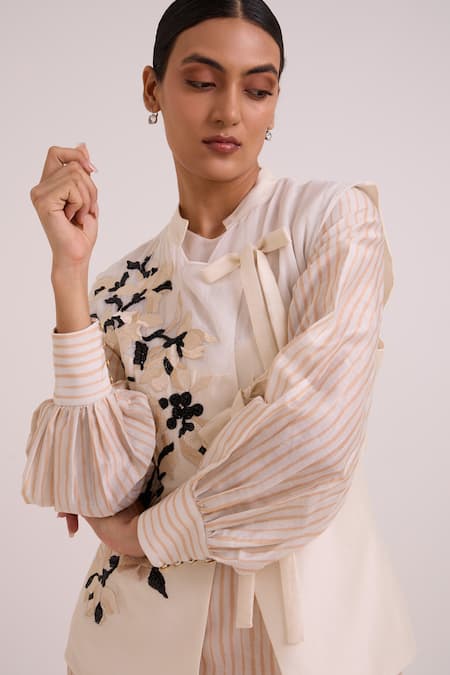 Buy Madder Much Peach Chanderi Silk, Bemberg, Cotton Satin V-neck, Monroe Diwan Vest Pant Set Online at Aza Fashions Buy_Madder Much_Peach Chanderi Silk, Bemberg, Cotton Satin V-neck, Monroe Diwan Vest Pant Set _Online_at_Aza_Fashions