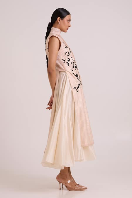 Shop_Madder Much_Multi Color Chanderi Silk, Cotton Sancha The Flap Tunic With Circular Skirt _Online_at_Aza_Fashions