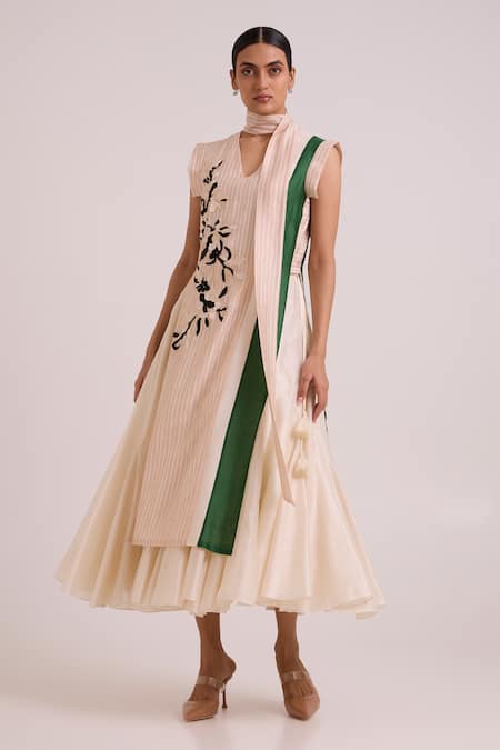 Madder Much_Multi Color Chanderi Silk, Cotton Sancha The Flap Tunic With Circular Skirt _at_Aza_Fashions