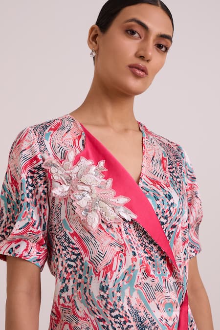 Shop Madder Much Multi Color Bemberg, Cotton Satin Embroidery, Nelly Tropical Buzz Short Dress Online at Aza Fashions Shop_Madder Much_Multi Color Bemberg, Cotton Satin Embroidery, Nelly Tropical Buzz Short Dress _Online_at_Aza_Fashions