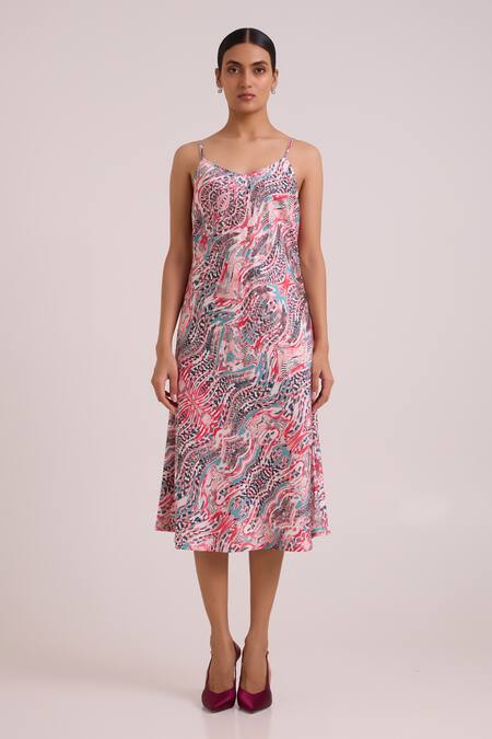 Madder Much_Multi Color Organza, Bemberg, Joanne Tropical Buzz Trench Jacket With Dress _at_Aza_Fashions