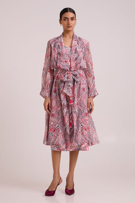 Madder Much Joanne Tropical Buzz Trench Jacket With Dress 