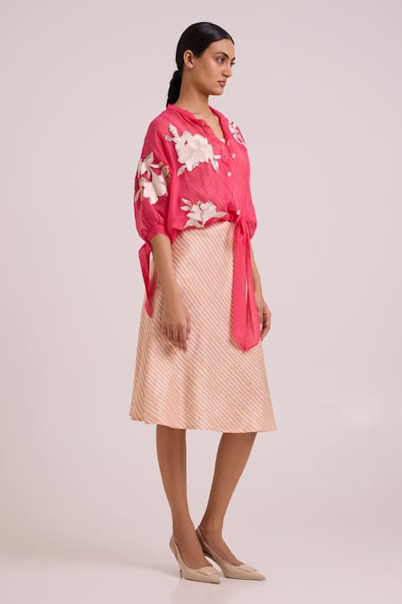 Shop_Madder Much_Peach Bemberg, Cotton Satin, Organza Emery Sheer Bomber Jacket With Dress _Online_at_Aza_Fashions