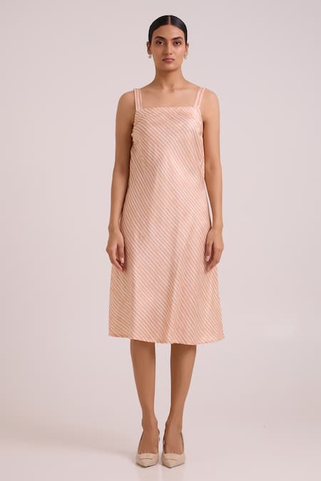 Madder Much_Peach Bemberg, Cotton Satin, Organza Green Emery Sheer Bomber Jacket With Dress _Online_at_Aza_Fashions