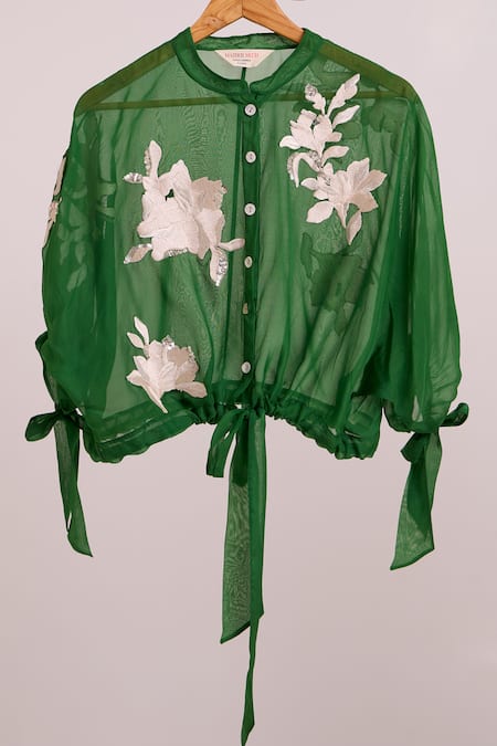 Madder Much Green Emery Sheer Bomber Jacket 