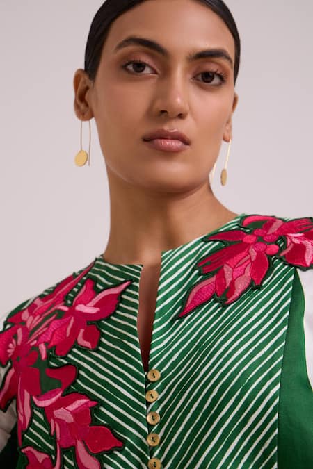 Madder Much_Multi Color Bemberg, Cotton Satin Fabric Citara Floating Bloom Short Dress _Online_at_Aza_Fashions