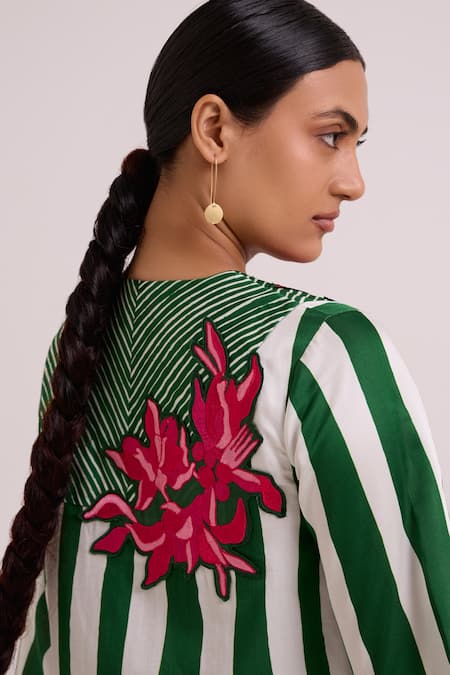 Madder Much_Multi Color Bemberg, Cotton Satin Fabric Citara Floating Bloom Short Dress _at_Aza_Fashions