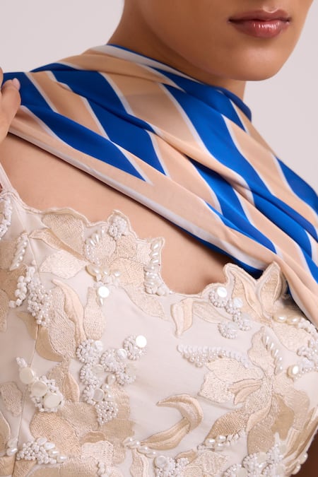 Madder Much Ivory Chanderi Silk, Georgette, Satin Embroidery, Hansa Snow Laden Skirt Set Online at Aza Fashions Madder Much_Ivory Chanderi Silk, Georgette, Satin Embroidery, Hansa Snow Laden Skirt Set _Online_at_Aza_Fashions